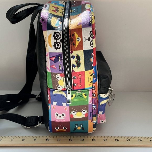 NINTENDO Animal Crossing Multicoloured Cartoon Print Zip Pockets Backpack Bag - Picture 14 of 16